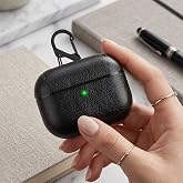 CaseOnn Apple AirPods Pro 3 Kılıf Kancalı L&uuml;ks Deri G&ouml;r&uuml;n&uuml;ml&uuml; Siyah