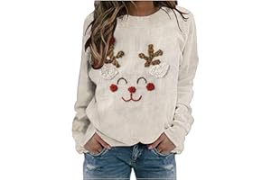 HAOLEI Weihnachts Sweatshirt Damen Langarmshirt Weihnachtspullover Aufdruck Motiv Pulli Christmas Tops Shirt Modisches Langärmliges Sweatshirt Mit Rundhalsausschnitt Und Weihnachtsmotiv