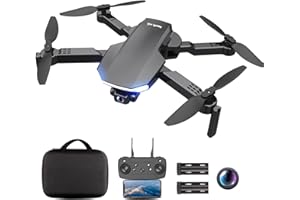 EYLM Drone con Cámara 1080P, 3 Modos de Velocidad, Mantenimiento de Altitud, 3D Flip, Fotografía Gesto, APP Control, Drone Plegable con Bolsa de Transporte para Principiantes, 2 Baterías