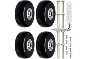 ASHUXXN Gumowe kółka zapasowe, do bagażu, 4 sztuki, kółka zapasowe, do walizki, gumowych kółek, kółek zamiennych, uniwersalne, zapasowe kółka do walizki, bagażu, bagażu, czarny, 50mm x 18mm