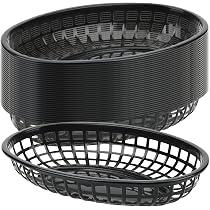50 Cestini Portavivande Neri Ovali In Plastica – 22,9x14 Cm Per Fast Food, Hamburger, Patatine, Feste - 2