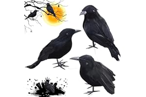 MAIBAOTEMBT Schwarze Krähe Dekoration, Halloween Krähe Dekorationen, Halloween Krähen Requisite, Krähen Requisite Horror, Realistische Raben Vögel Dekorationen, für Eine Halloween Deko Garten Horror-Party