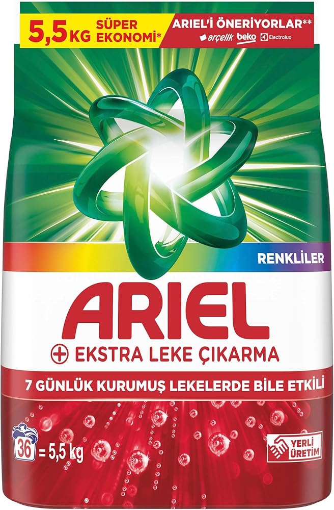 Ariel Ekstra Leke Çıkarma Renkliler Toz Çamaşır Deterjanı 5.5 Kg 36 Yıkama