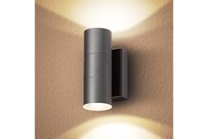 CELAVY Outdoor Wall Lights, Up Down Outside Wall Lights Mains Powered, IP65 Waterproof Modern Front Door Porch Light Lamp Modern 10W 3000K GU10, External LED Sconce Wall Mounted for House, Grey