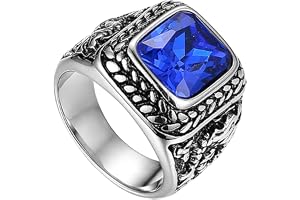 Flongo mäns ring män ringar tumring bandring sigillring med glas ädelsten silver röd svart blå drake snideri klassisk retro c