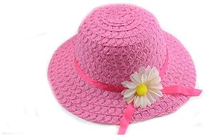 YUEMING Baby Girl Straw Hats Lovely Flower Sun Hats Summer Beach Hats Straw Sun Caps for Infant Girls Toddler Beach Hat Suit Outdoor Activities