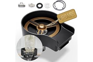 ZHIBAI Cup Washser for Sink Stainless Steel, Upgraded 10 360° High Pressure Jets Glass Rinser, Bottle Rinser for Rinse the Rim, Kitchen Sink Accessories, Gold