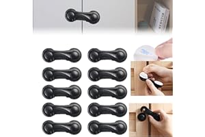 TEOKANTZ 10PCS Plastic Cupboard Locks for Children, Child Wardrobe Locks for Cabinets Drawers Fridge Door Adhesive Locks for Kids Baby Safety Locks for Kitchen Furniture(Black)