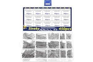 LOEASE 450-teiliges Sortiment an Druckfedern in 15 Größen, Mini-Edelstahlfedern mit Gehäuse, Drahtdurchmesser 0,3 mm, 0,4 mm, 0,5 mm, Außendurchmesser 4 mm, 5 mm, 6 mm, Länge 10 mm, 15 mm, 20 mm, 25 mm, 30 m