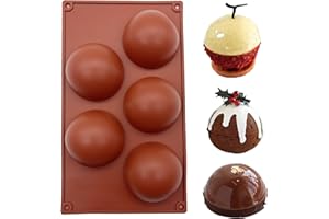 duoyif Stampo Semisfera Silicone Ø 8 cm 5 Cavità Stampi Per Cioccolato Semi-Sfera Stampo Per Torta Sfere Stampi Da Forno Per Palla Cioccolato Mousse a Cupola Torta Rotonda Gelatina (5Cavità Ø8cm)