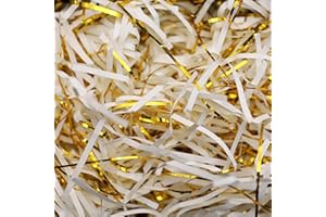KOLZEMV 100g Papier Déchiqueté, papier déchiqueté, Panier Cadeau de Remplissage Remplir des Fournitures de Fête et Emballage Cadeau, Raffia Remplissage Papier de soie déchiqueté, Blanc