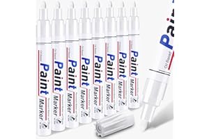 ANYUKE Lackstift weiß wasserfeste stifte 8 Stück : Permanent marker weiß lackstift für Holz Stein Kunststoff Leder Glas Stein Metall Leinwand Keramik glasmalstifte steine bemalen wasserfest