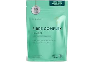 15g Soluble Fibre Supplement - 50% NHS Daily Intake. 6-in-1 Fiber Supplement Powder with Inulin Prebiotic Fibre Powder, FOS, Acacia & Probiotics. Tasteless, Dissolves Easy, 30 Servings by Inspiriko