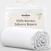 Bambaw Fitted Sheet 200 x 200 cm Bamboo, Pocket 35 cm, Cold Summer Sheets, Bed Linen 200 cm Anti-Dust Mite and Sustainable, T