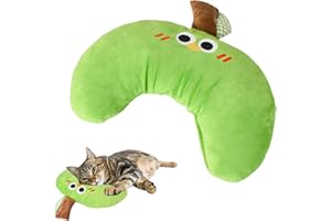 SAVOSWEET Suave Almohada de Felpa para Mascotas, 30x23 cm Almohada Bonita para Mascotas, Almohada para Perros Lavable, Ergonómico Almohada para Mascotas con Soporte para el Cuello, para Sueño Tranquilo(Verde)