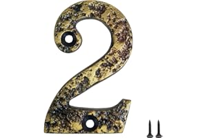 MOORG Numero Civico Esterno in Metallo con Viti – Numeri Civici da Esterno Resistenti, Targhetta per Casa e Portone, Numeri Civici Esterni Design Vintage 2