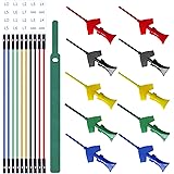 Cleqee 10PCS SMD IC Test Hook Clips Silicone Jumper Mini Grabber Cable Probe Test Leads Kit Compatible for Dupont Pin Header 