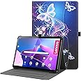 HGWALP Universal 9",9.7",10.1",10.2",10.5",10.9",11" inch Tablet Case,Multi-Viewing Angels Stand Folio Case Cover with Handstrap for for iPad, Samsung,Other 9-11 inch Tablet,Purple Butterfly