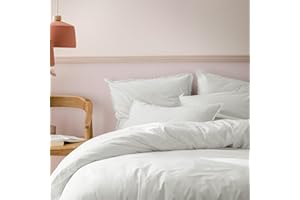 MATT & ROSE poszewki na poduszkę 50 x 70 cm Zestaw 2 gładkich bawełny pranej | 100% bawełna | OEKO-TEX | Biały