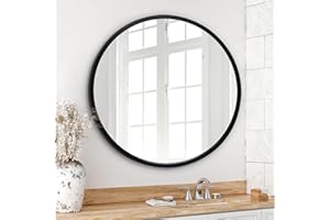 Americanflat 80 cm Black Framed Round Mirror for Wall - Circle Mirror for Bedroom, Entryway, and Living Room Wall Decor - Black Mirror with Hanging Hardware Included