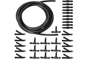 HUAMIRRA Kit de Tuyau Essuie Glace 4M, Tuyau de Liquide de Lave-Glace, Tuyau Automobile, avec Connecteurs de Tuyau de 30 Pièces pour Connecter la Pompe à Eau et les Buses de la Voiture