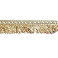Mohan Shoppe Fringes Tassel Lace Ribbon Fringes fulzar Kiran Crush Frill lace Dupatta Bridal Lehenga Saree Blouse Border lace (1.25 inches Approx., Pearl Mate (Light Golden))