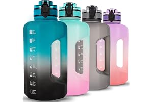 GIFUBOWA Half Gallon Water Bottle with Handle and Straw 74oz Big Sport Water Jug Large Motivational 2.2l Bpa Free Leakproof Bottles for Gym Yoga Camping Outdoor Travel