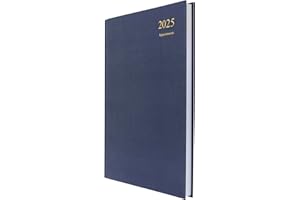 Collins Essential 2025 Eco Friendly Diary - A4 Day to a Page with Appointments Business Planner with Leathergrain Hardback Cover and Recycled Paper - Navy - E-ESSA41A.59-25