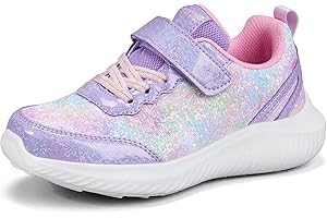 LUCKY STEP Kid's Glitter Fashion Sneakers Sparkly Princess Tennis Bling Shiny Sequins Athletic Walking School Shoes for Children/Boys/Girls