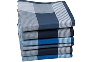 HOULIFE Homme Mouchoirs Tissu en Pur Coton Motif Rayures pour Usage Quotidien Lot de 6/12 Pièces 43x43cm Cadeau de Noël