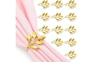 Juvale Leaf Napkin Rings (1.8 Inches Gold 12-Pack)