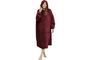 ililmmoe Übergroße Sherpa-Decke mit Kapuze für Damen und Herren, Lange Bequeme Sherpa-Decke, Sweatshirt, zotteliger Pullover, Plüsch, warm, gemütlich, Einheitsgröße