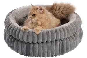 KunpengZen Flauschiges Katzenbett & Katzenkissen 60cm - Waschbarer Schlafplatz mit Anti-Rutsch Boden | Superweicher Plush Katzenkorb zum Schlafen für Hauskatzen, Welpen & Kitten