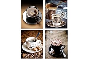 YapitHome 4 kit di pittura 5D con diamanti per la cucina, per pittura con diamanti fai da te per la decorazione della parete, per la casa, l'artigianato (40 x 30 cm)