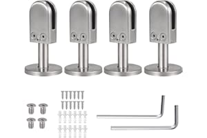 Proster 4PZ Supporto Vetro 6-8mm con Staffa di Supporto da 40mm per Montaggio a Pavimento Morsetti per Vetro Acciaio Inox 304 Glass Clamps per Balaustra Ringhiera Corrimano della Scala