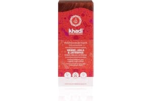 khadi HENNA, AMLA & JATROPHA tinte natural, coloración para cabello fuerte, de rojo oscuro intenso a caoba intenso y llamativo, color natural 100% vegetal y vegano, cosmética natural certificada 100g