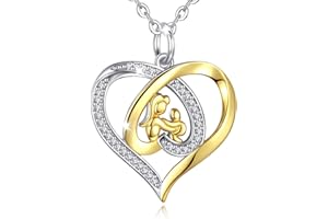 EUDORA Harmony Ball Srebro wysokiej próby 925 naszyjnik dla matki i córki dla kobiet, różowe złoto, podwójne serce, miłość, naszyjnik dla żony, babci, biżuteria, prezenty na Dzień Matki, łańcuszek 45