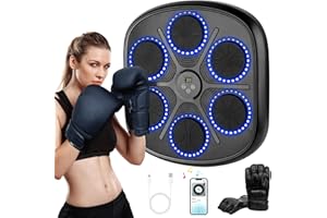 Buba Toys Musik-Boxmaschine Mit Boxhandschuhen, Wiederaufladbare Wandmontierte LED-Smart-Bluetooth-Boxmaschine, Heim-Smart-Box-Fitnessgerät, Perfekt Für Reflex- und Hand-Augen-Koordinationstraining