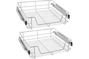 NAIZY 2x Cestello Estraibile 60 cm Cassetto Estraibile Cucina Organizer da cucina Argento in solido acciaio inossidabile Organizer cassetti (larghezza effettiva 57 cm, 2 pezzi)