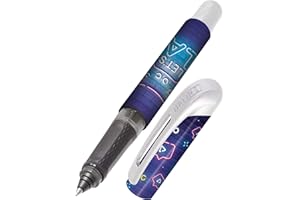 Online stylo roller ergonomique Let's Play │ pour l'école et le lycée │ poignée souple pour gauchers et droitiers │ cartouches d'encre standard, rechargeables, couleur bleue │ stylos pour étudiants