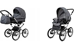 BabyLux® Bambimo Kinderwagen Set 2 in 1 - Margaret Exclusive - incl. Babywanne, Buggy Sportsitz - Kinderwagenset - Kombikinderwagen mit Wickeltasche, Regenschutz, Moskitonetz, Cupholder usw.
