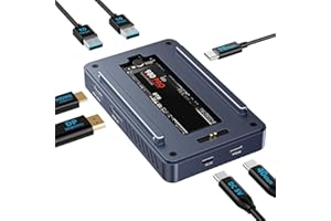 ACASIS Caja SSD M.2 NVMe 40Gbps, TBU405 Plus-H para M1 M2 Pro/MAX con 1 DP(8K60Hz) y 1 HDMI, Carga con PD, Puerto de Datos de 3 10Gbps (2A+1C), Compatible con Thunderbolt 4/3/USB3.2/3.1/3.0/2.0