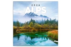 ‎NOTIQUE NOTIQUE Wandkalender 2026 Alpen Kalender, Broschürenkalender mit Monatskalendarium, Broschurkalender Kalender 30 x 30 cm (30x60 Geöffnet)