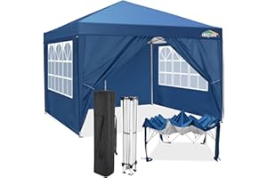 COBIZI Pavillon 3x3 Wasserdicht Stabil Winterfest Partyzelt 3x3 mit 4 Seitenteilen Pop Up Faltpavillon UV Schutz 50+ Gartenpavillon Pavillon Faltbar 3x3m mit 8X Heringe und 4X Windseil, Blau