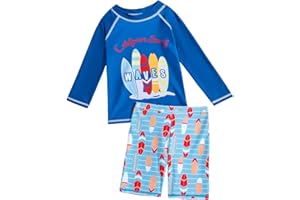 BLOMDES Boys Two Piece Rash Guard Swimsuits Long Sleeve Swimwear for 2-8 Years