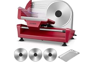 FOHERE 250W Affettatrice Elettrica da Casa, 3 Lame in Acciaio Inox con Diametro di 19 cm, Affettatrice Professionale, Spessore Regolabile 0-15mm Per Carne Formaggio Pane, Facile da Pulire