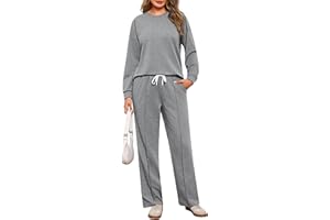 Terecey Conjunto Deportivo Mujer 2 Piezas Sudadera Manga Larga y Pantalón Largo Chándal Mujer Completo Ropa Deportiva Casual para Fitness Yoga Correr