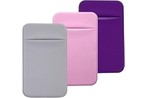 CKANDAY Lot de 3 Porte-Cartes de téléphone Portable avec Autocollant adhésif au Dos du téléphone, Pochettes en Tissu Extensible pour Cartes d'identité, Cartes de crédit pour Smartphones Android, 3 Couleurs