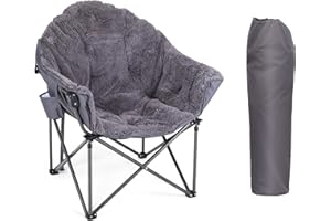 ‎LET'S CAMP LET'S CAMP Übergroßer Campingstuhl Moonchair Faltbar Untertasse Klappstuhl Angelstuhl Campingsessel aus Oxford Gewebe mit Kühltasche für Outdoor Indoor