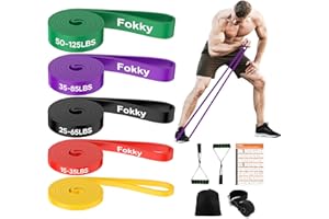 Fokky Elastique Musculation,5 Niveaux différents Élastique Musculation,Bande Elastique Musculation avec Poignées Ancre de Porte